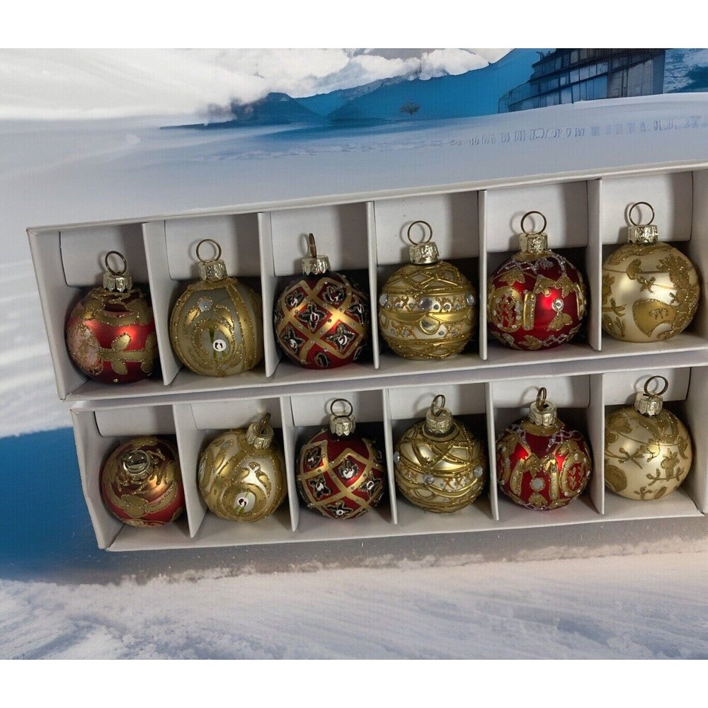 Lillian Vernon Cloisonné Type Ball Ornaments Name Card Holder 2 Boxes Of 6 Vtg